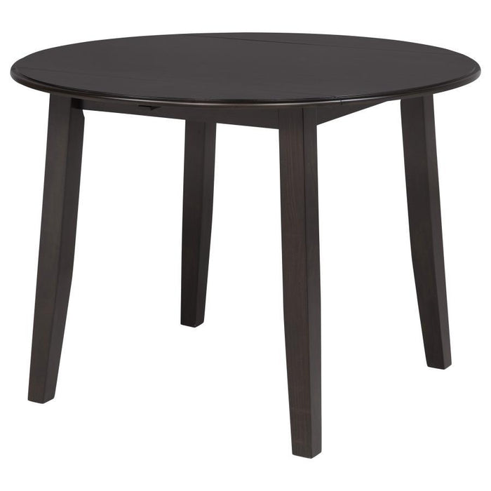 Catley - 5 Piece Round Drop Leaf Dining Table Set - Dark Coffee