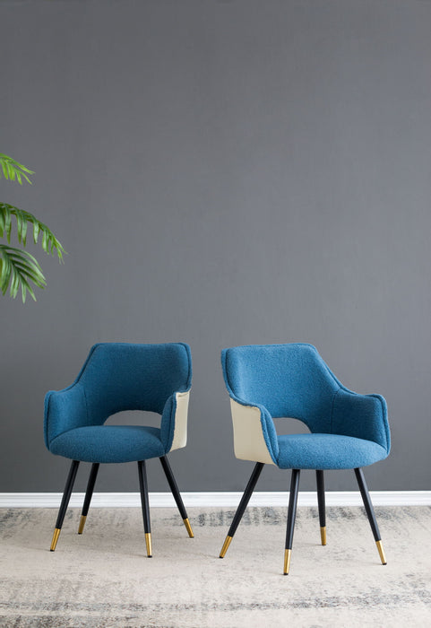 Side Chair, Living Room Bedroom Kitchen Vanity Accent Chair (Set of 2) - Blue