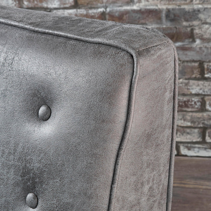 Macedonia - Mid Century Modern Button Tufted Fabric Recliner - Slate