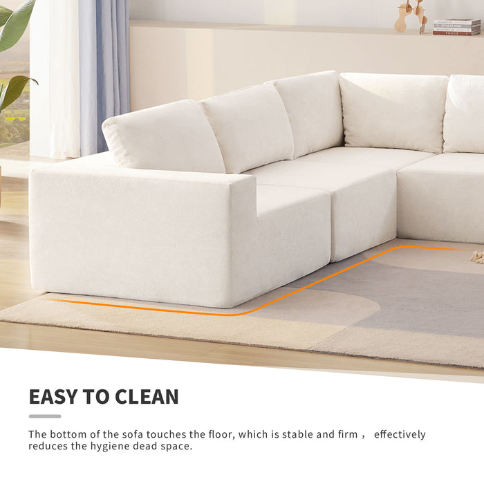 Modular Sectional With Wide Seat Free Combination L Shaped Couch Set Cloud Upholstered Minimalist Boneless Sofa