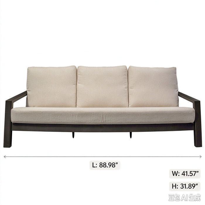 Verona - Seating 4 Pieces Set - Dark Espresso / Gray / Off White