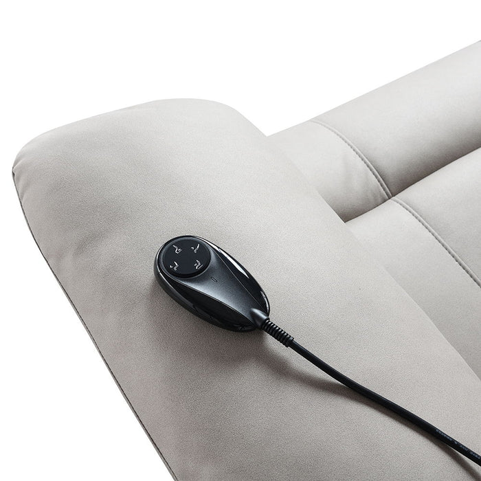 Chriki - Power Recliner With Lift & Heating & Massage - Beige Chenille & Black