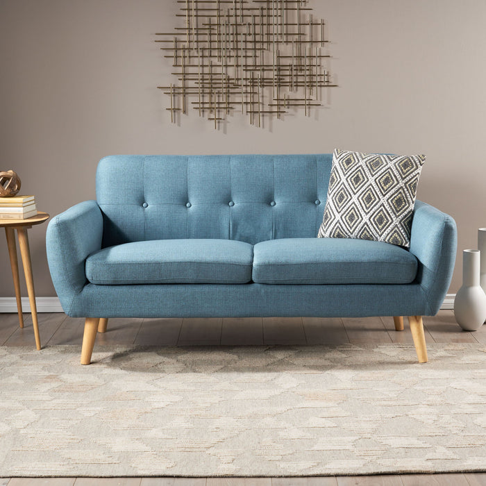 Modern Loveseat Sofa With Button Tufted Backrest