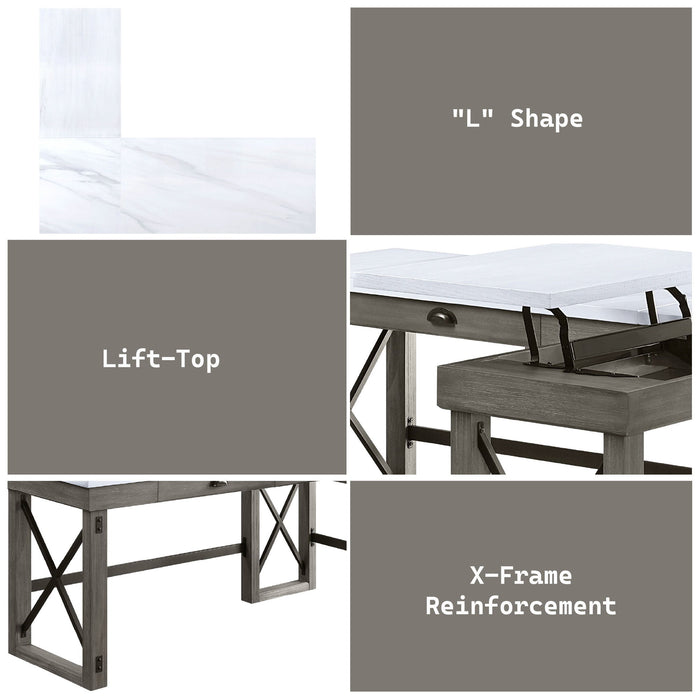 Talmar - Marble Top Weathered Writing Desk With Lift Top