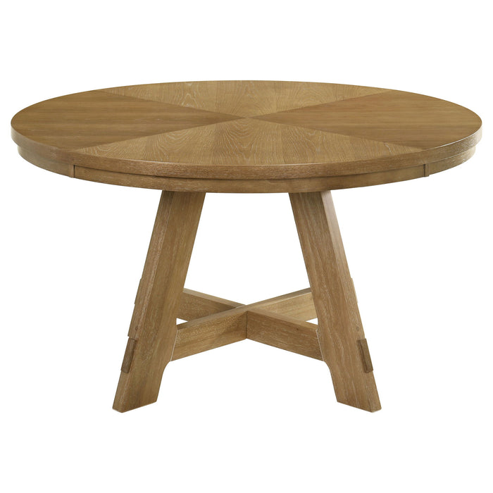 Kent - 5 Piece Dining Table Set With Upholstered Chairs - Brown Oak