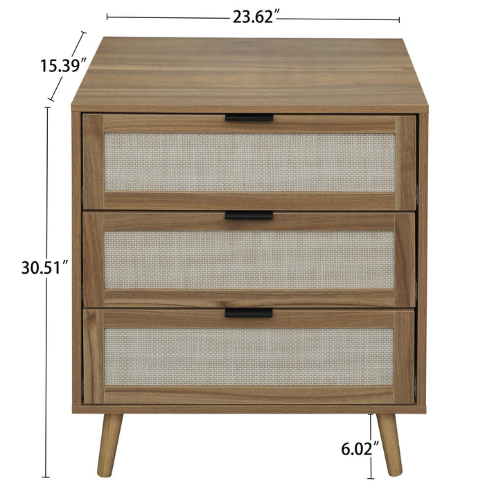 3 Drawer Cabinet, Suitable For Bedroom, Living Room, Study - Walnut