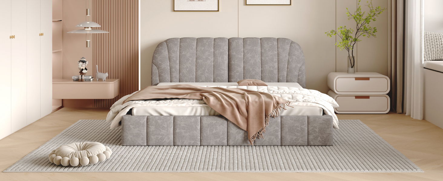 Elegant Design Upholstered Platform Bed