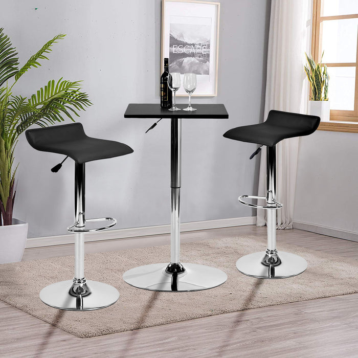Bar Stools (Set of 2) Counter Bar Stools With Swivel Bar And Adjustable Height, Modern Pvc Barstools Bar Chairs - Black