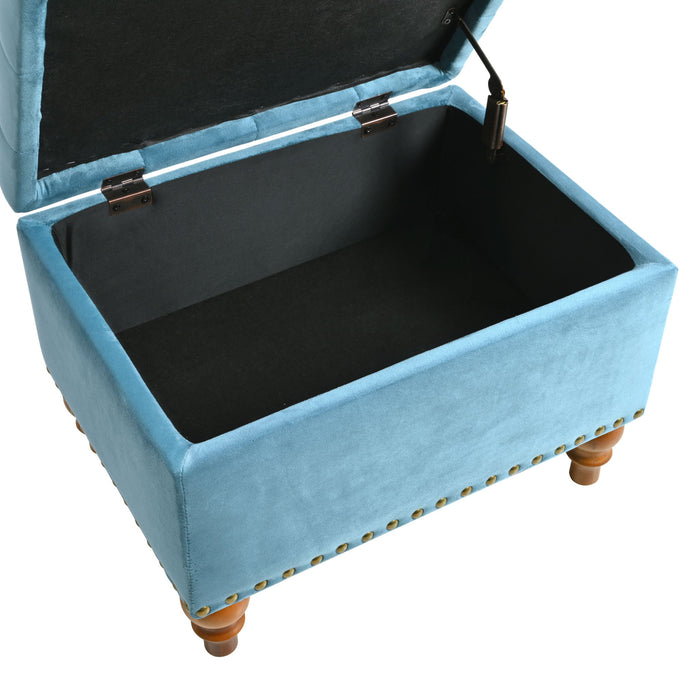 Upholstered Ottoman With Storage And Rivet Trim