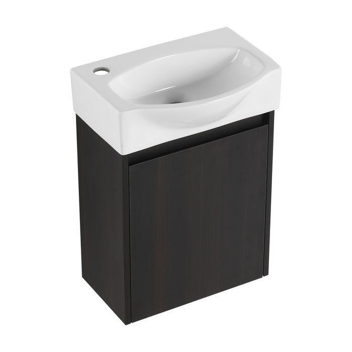 Modern Bathroom Vanity With Ceramic Basin, Wall Mounted Floating Sink Combo, Storage Cabinet