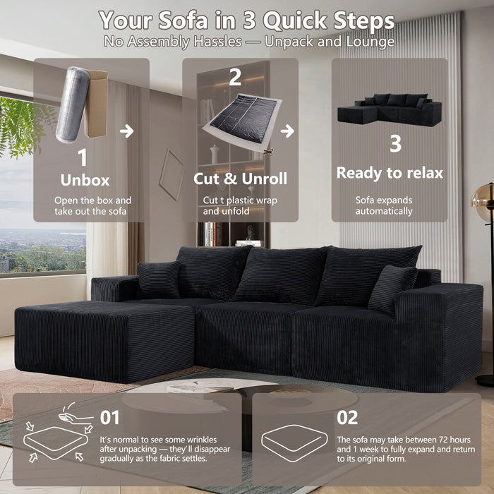 Modular Sectional Sofa, Convertible Couch With Chaise Corduroy