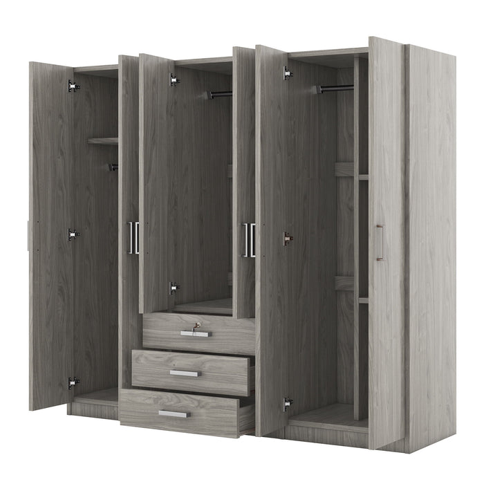 6 Doors Wardrobe Storage For Bedroom, With Big Drawers