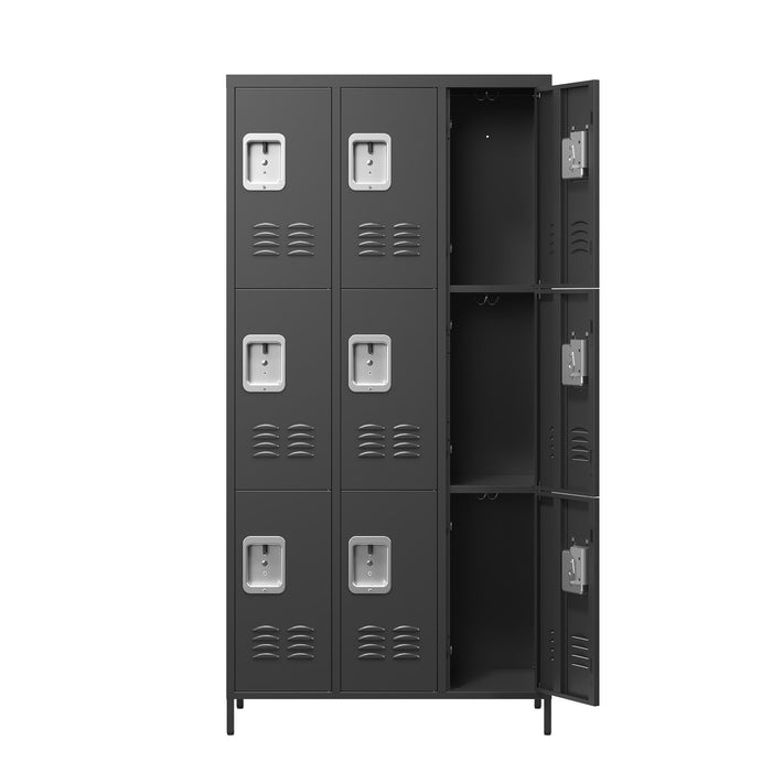 9 Door Lockers With Lock For Secure Storage And - Black