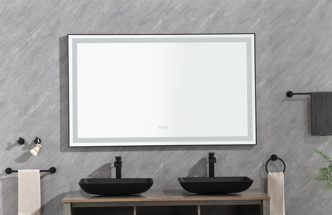 Framed LED Single Bathroom Vanity Mirror, Polished Crystal Bathroom Vanity LED Mirror With 3 Color Lights Mirror For Bathroom Wall