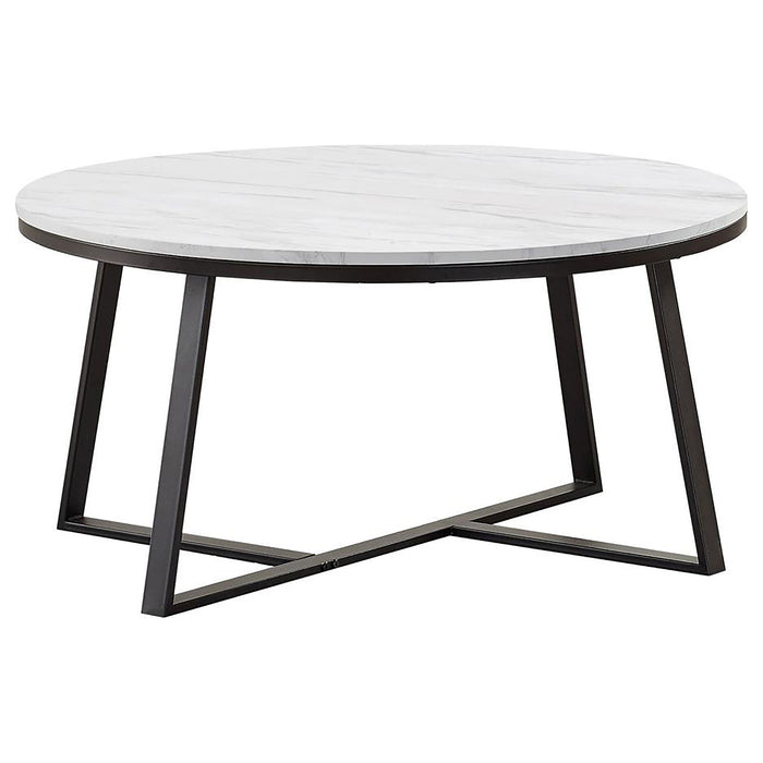 Hugo 3-piece Coffee and End Table Set White Faux Marble