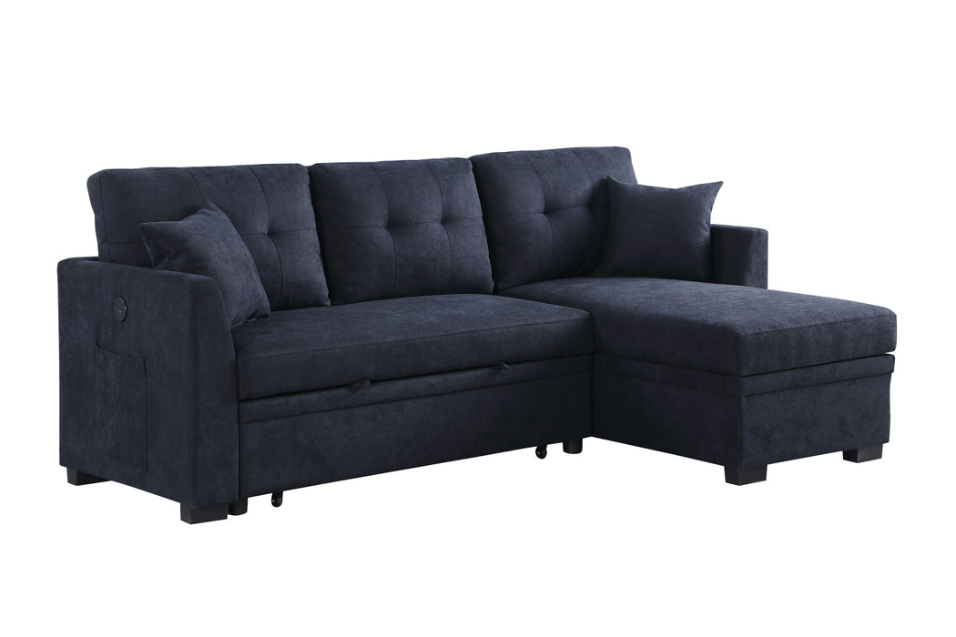 Sectional Sofa Bed L Shaped Sofa Couch Bed With USB Port, Reversible Chaise With Storage