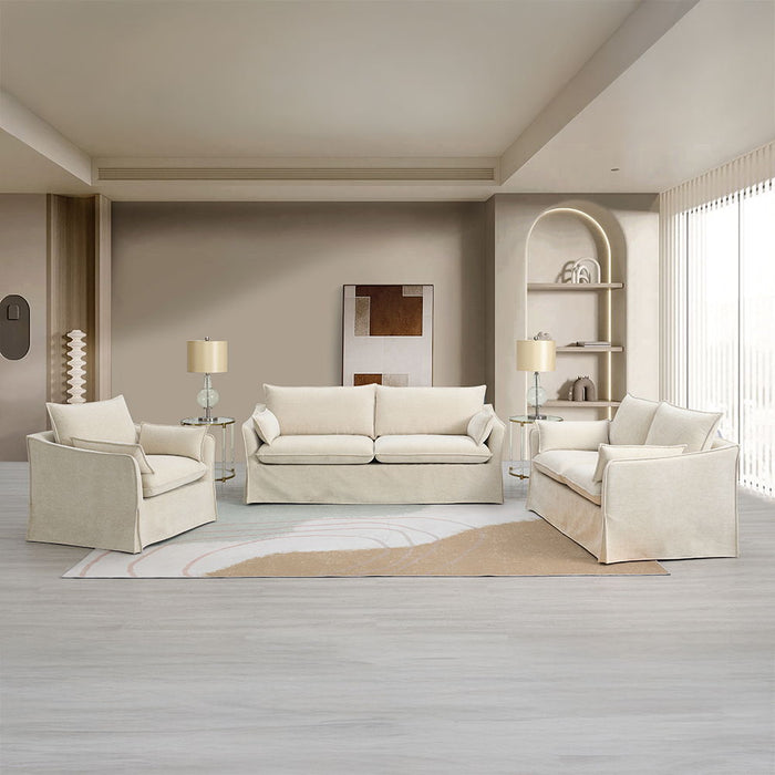 Shane - Sofa With 2 Pillows - Beige Linen