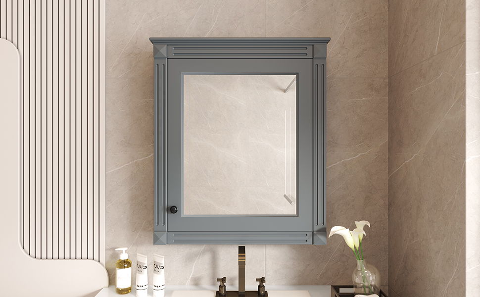 Wall Mounted Bathroom Storage Cabinet With Mirror, Medicine Cabinet With Height Adjustable Shelf