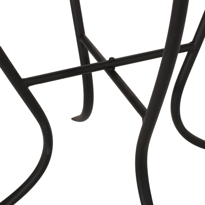 Outdoor Side Table With Tile Mosaic Table Top - Black