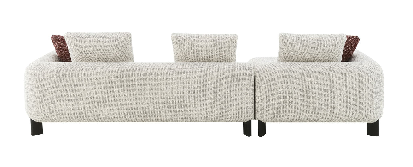 Mardi - Tweed Sectional Sofa With 3 Pillows - Maroon / Beige