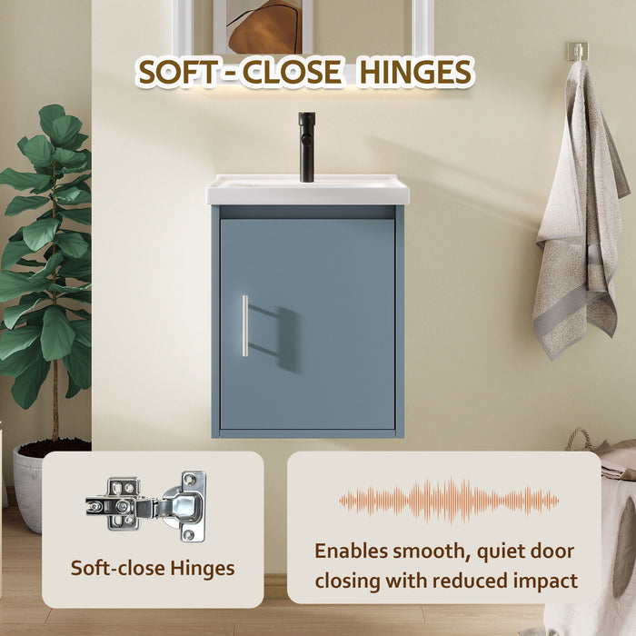 Floating Bathroom Vanity Combo, Wall Mounted Cabinet With Sink & Soft Close Doors For Small Bathrooms