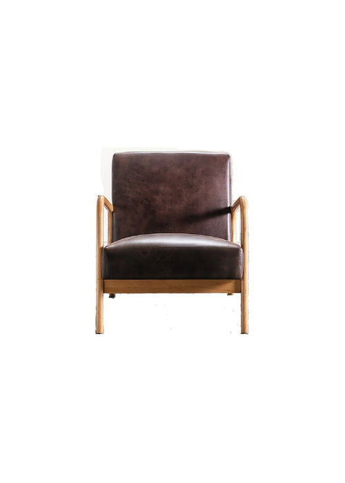 Classic Mid-Century Modern Accent Chairs, Open Framed Armchair With Cushioning Brown - Dark Brown