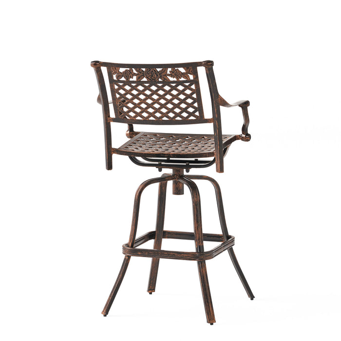 Cast Aluminum Swivel Bar Stool With Footrest - Copper