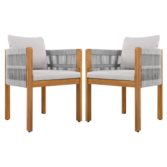 Outdoor Dining Chairs With Rope Handles (Set of 2)