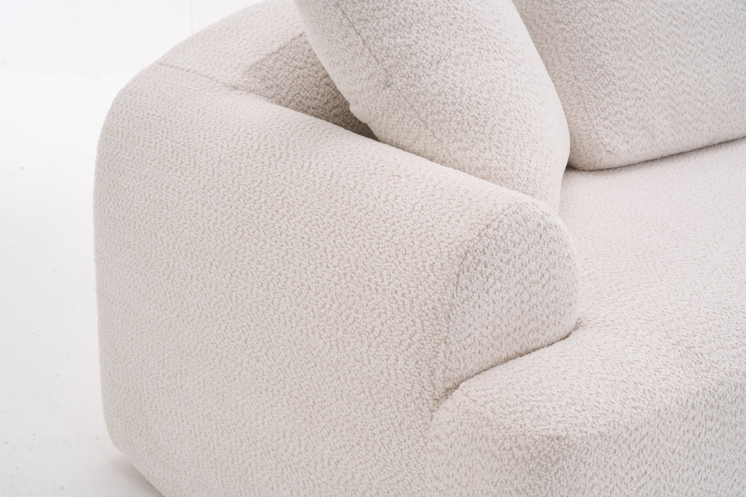 Compression Sofa: 4 Seater Combined Sofa, Crochet Yarn Fabric, Full Sponge Compression Sofa, Combined Sofa With 4 Pillows For Home Living / Home Furniture / Apartment - Beige