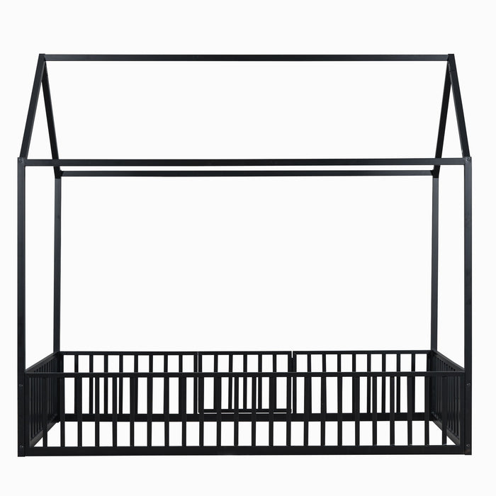 Metal House Bed With Fence And Door