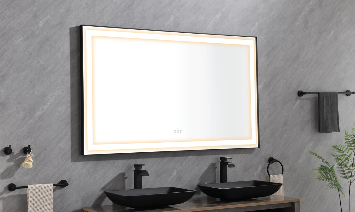 Framed LED Single Bathroom Vanity Mirror In Polished Crystal With 3 Color Lights Mirror For Wall