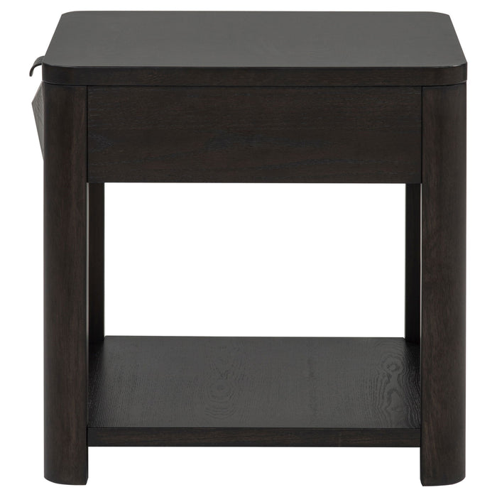 Marcelo Wood End Table with Drawer and Shelf Coffee