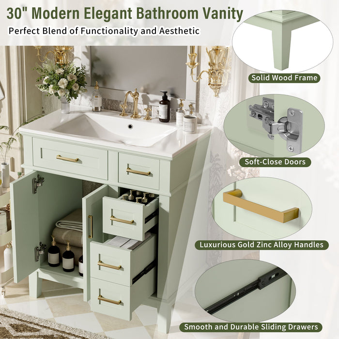 Modern Bathroom Vanity With Ceramic Sink, Soft Close Storage Cabinet