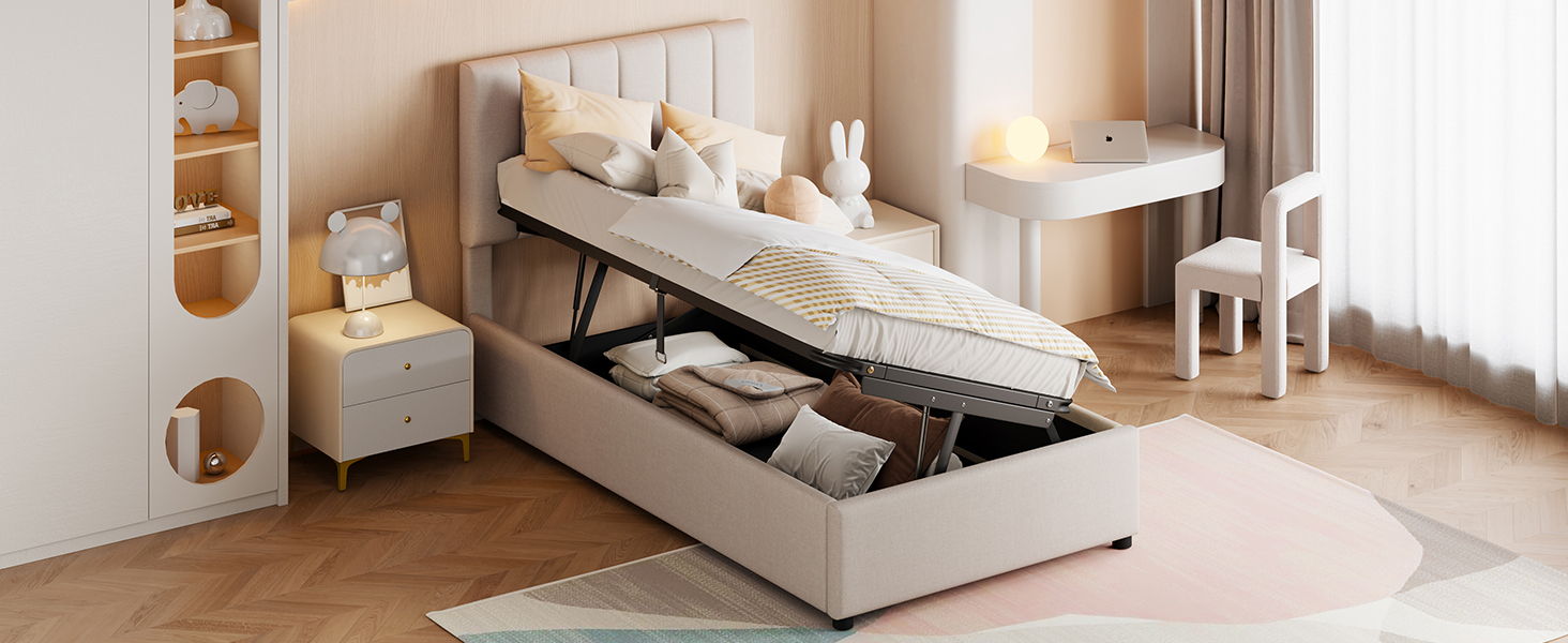 Upholstered Platform Bed With A Hydraulic Storage System