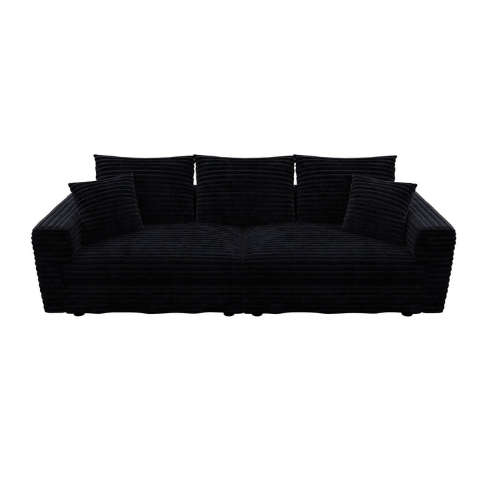 Plush Corduroy 4 Seat Sofa, Modern Comfy Upholstered Sofa Cloud Couch, Deep Seat Couches With Soft Pillows