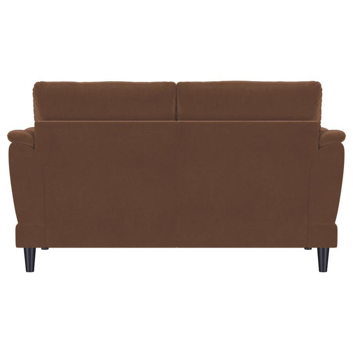 Selma - Velvet Upholstered Crescent Arm Loveseat - Rust