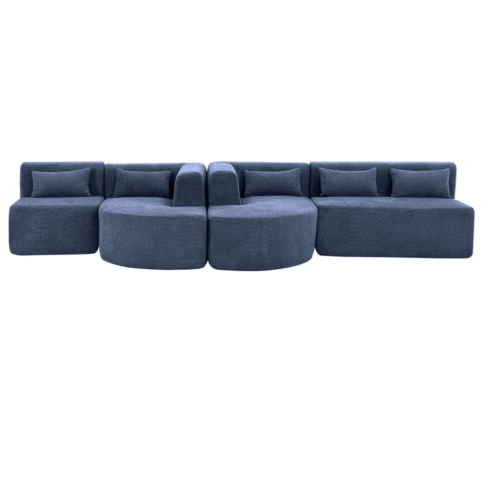 Upholstered Sofa Free Combined Sofa Couch With 2 Chaise Lounge And Five Back Pillows For Living Room