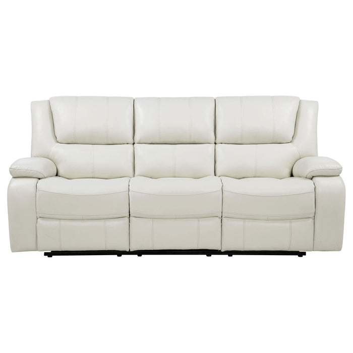 Camila Upholstered Motion Reclining Sofa White