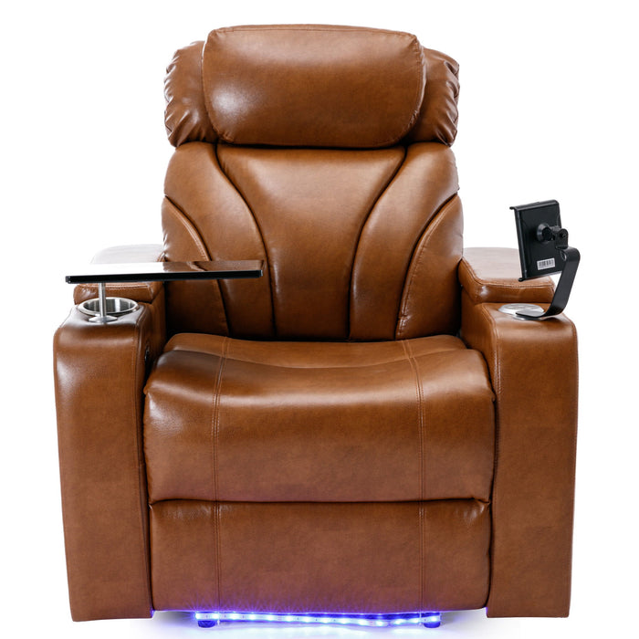 Power Motion Recliner Electric Power Recliner With USB Charging Port, Hidden Arm Storage, Convenient Cup Holder And Bluetooth Speaker