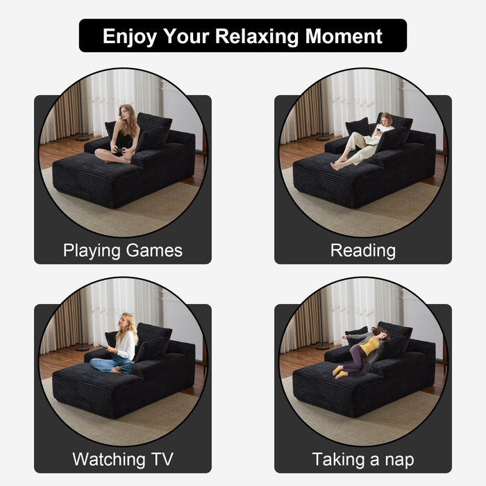 Oversized Chaise Lounge Chair Cozy Cloud Couch With 3 Throw Pillows And Wide Armrest