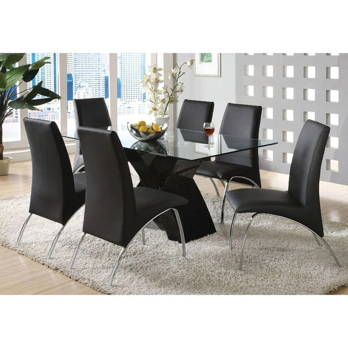 Leatherette Upholstered Side Chairs In Black And Chrome (Set of 2)