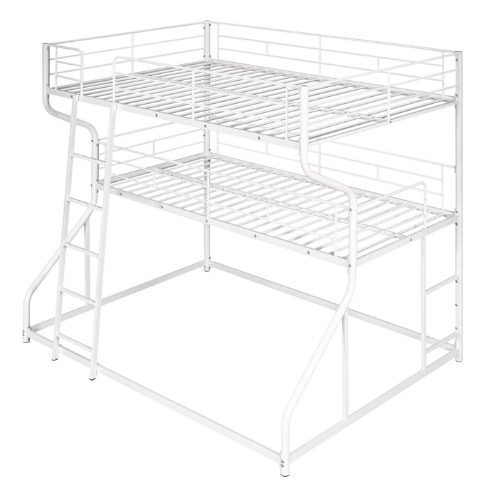 Industrial Triple Bunk Bed With Dual Ladders Frame, Space Saving Design