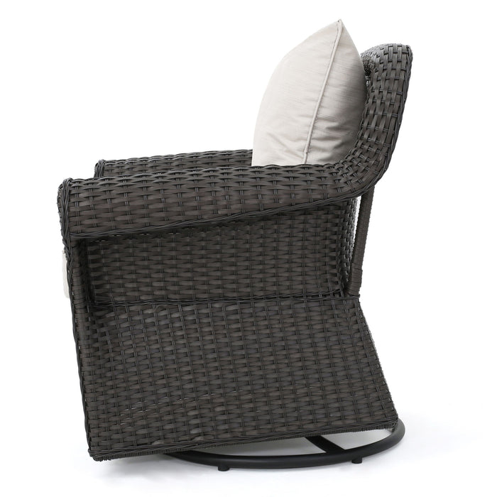 Amaya - Outdoor Swivel Rocker Chair With Water Resistant Cushions - Brown / Beige