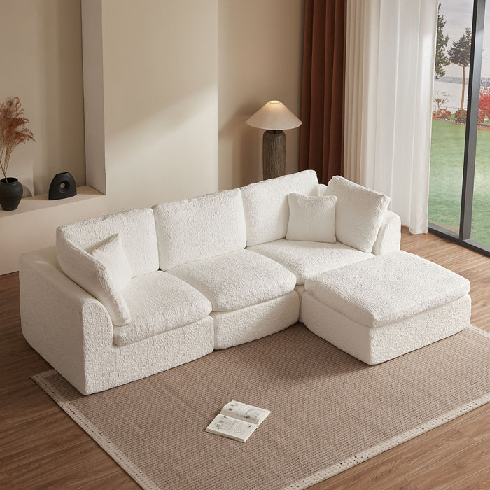 Cloud Sectional Couch, Convertible With Ottoman, 3 Seater Modular Design