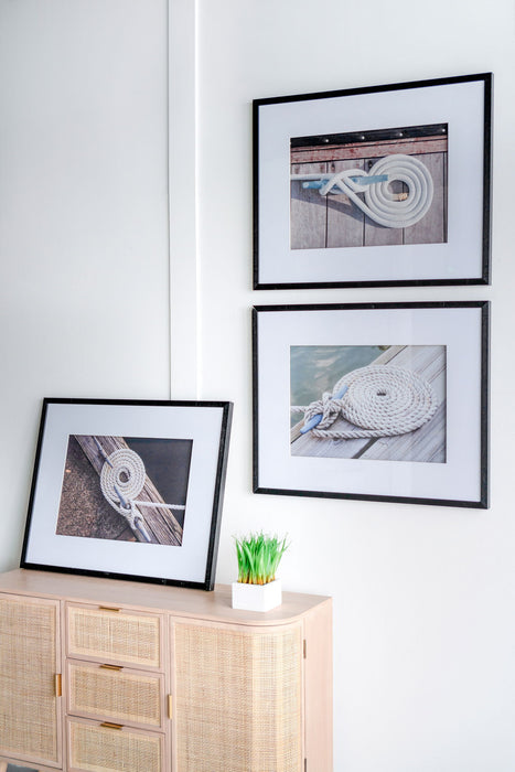Rope Wall Art With Frame, Wall Decor For Living Room (Set of 3) - White / Black