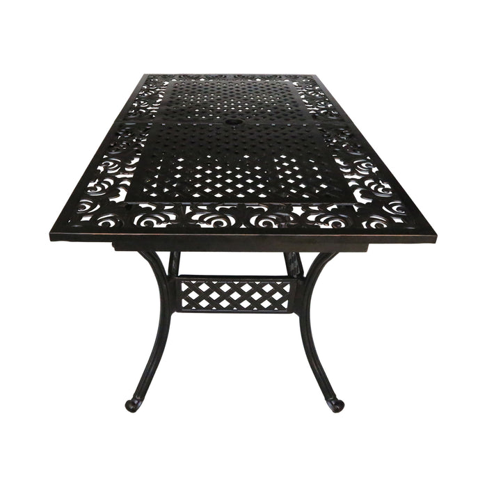 Outdoor Extendable Aluminum Dining Table With Pattern Table Top And Curved Legs - Copper