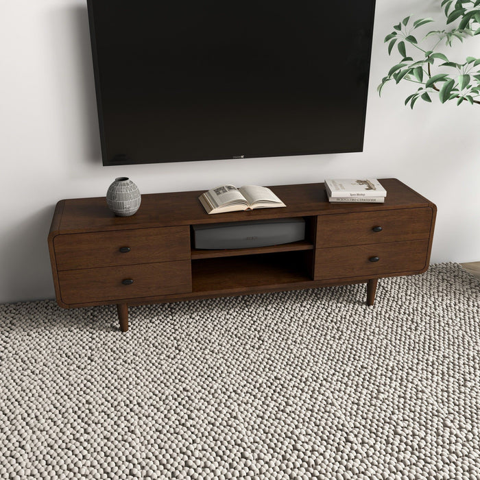 Alexa - Mid-Century Modern Style TV Stand - Dark Brown / Wood