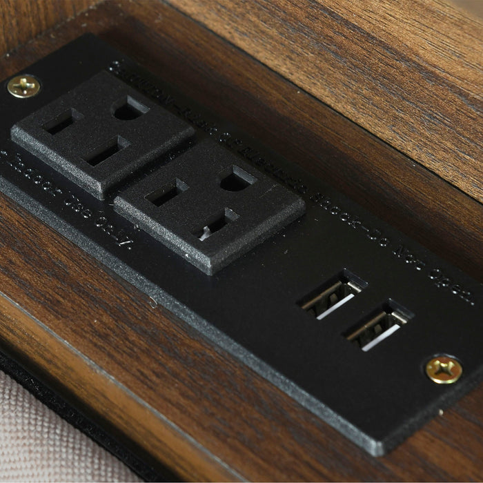 Upholstered Platform Bed With Storage Headboard, Trundle & 2 Drawers And A Set Of Sockets & USB Ports