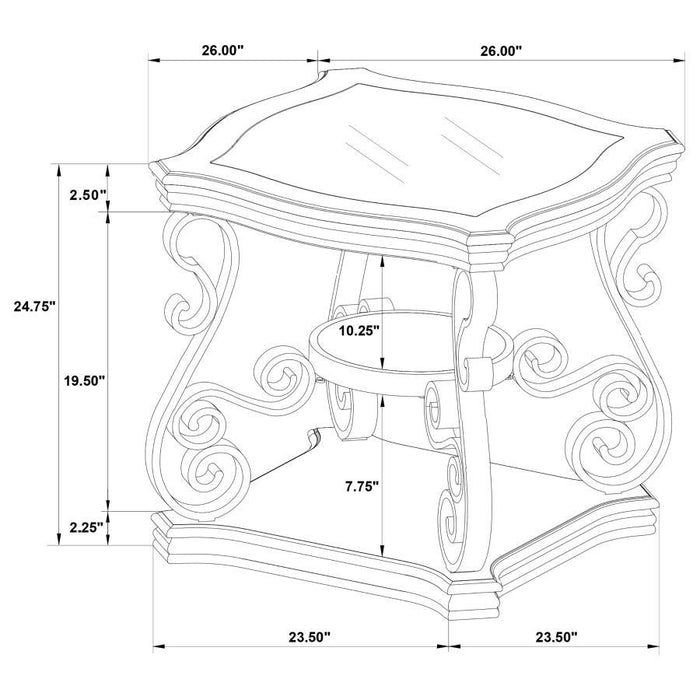 Laney - 1-Shelf Glass Top Rectangular End Table - Deep Merlot