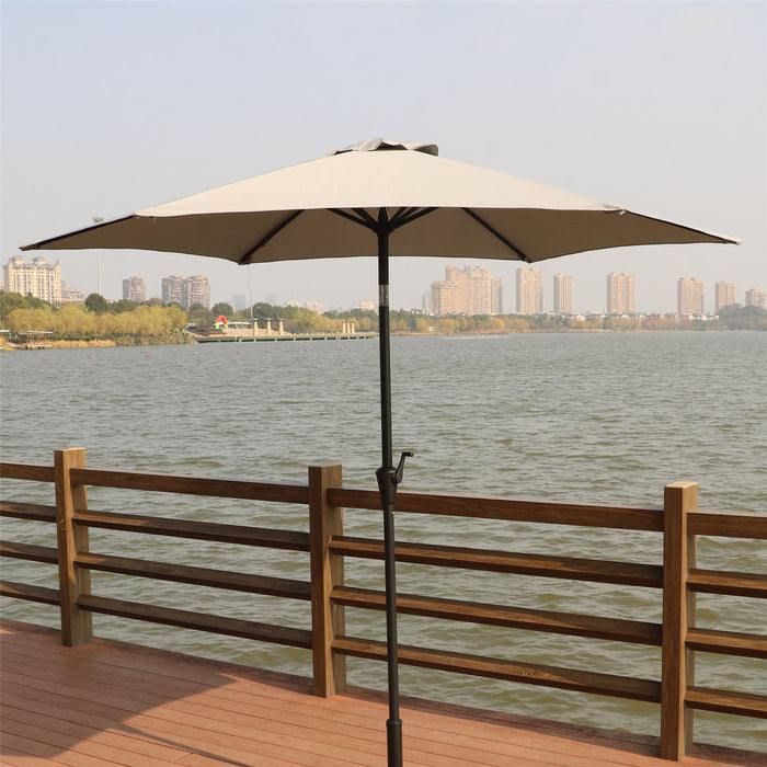 8.8' Outdoor Aluminum Patio Umbrella With 42 Pound Square Resin Umbrella Base